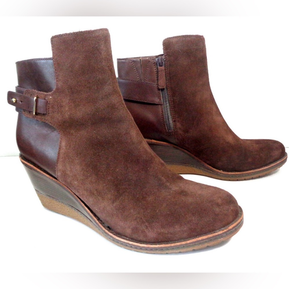 Cole Haan/Nike Air brown leather/suede ankle wedge size 8.5